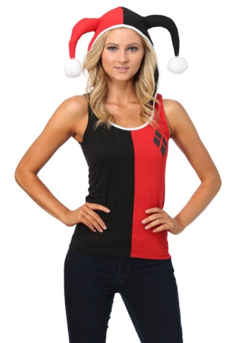 Harley Quinn Hooded Tank with Jester Horns