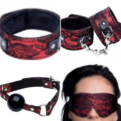 Red with Black Lace BDSM Essentials