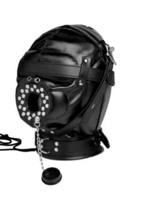 Sensory Deprivation Hood With Open Mouth Gag